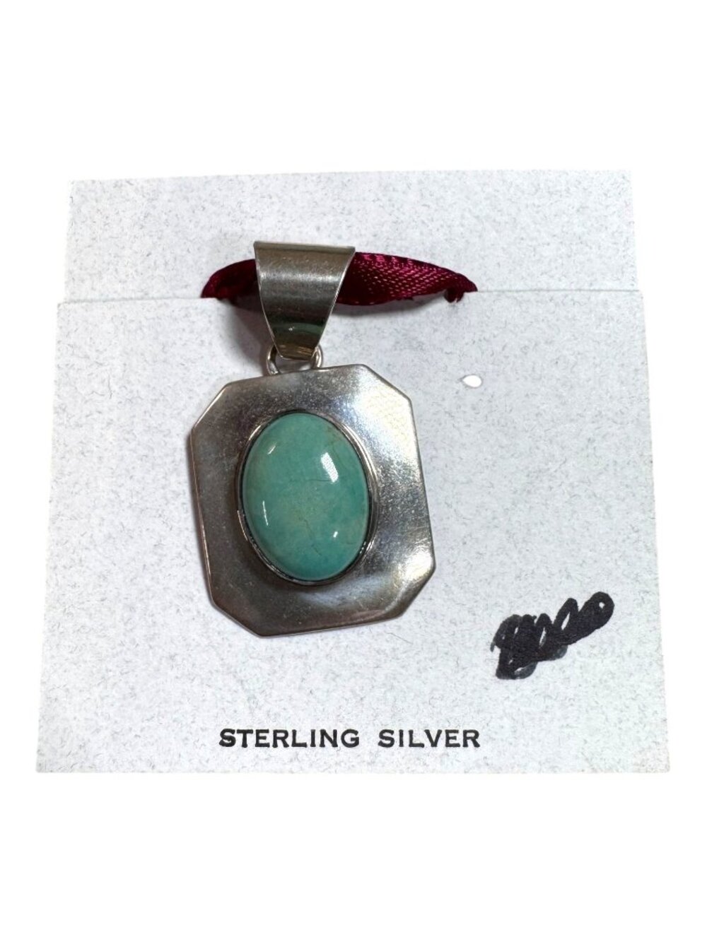Vintage Sterling Silver Signed INCA Natural Turquoise Unisex LARGE Size Pendant